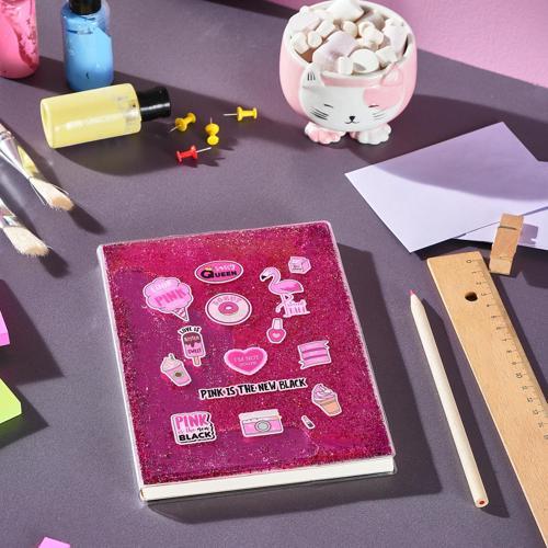 Flamingo Çizgili 40 Yaprak Sulu Simli Defter