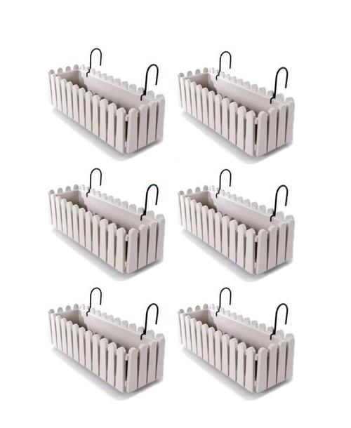 SO-İB02 Askılı Balkon Saksı Takımı 9 lt Kirli Beyaz 6 Adet