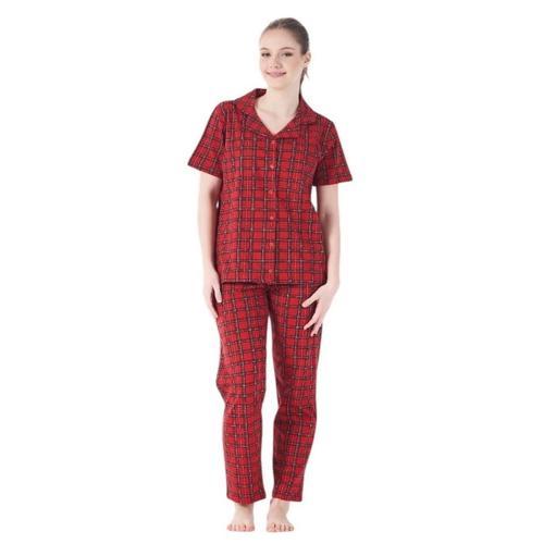 Kareli Desen Önden Düğmeli Bayan Pijama Takım