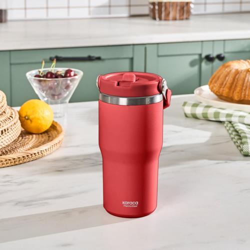 Star Ice Pipetli Çelik Sızdırmaz Termos Kırmızı 550 ml