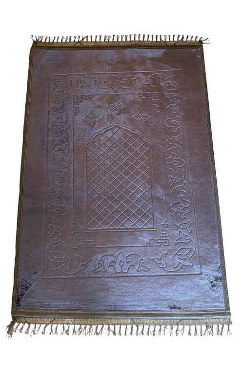 Hac Umre Hediyelik Lüks Kalın Yumuşak Peluş Seccade Kaymaz Taban 80X120 Cm