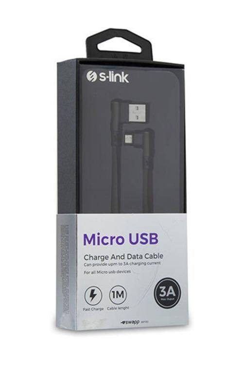 Metal -L- Kablo Sw-C555 1M 3A Micro Siyah Kılıflı