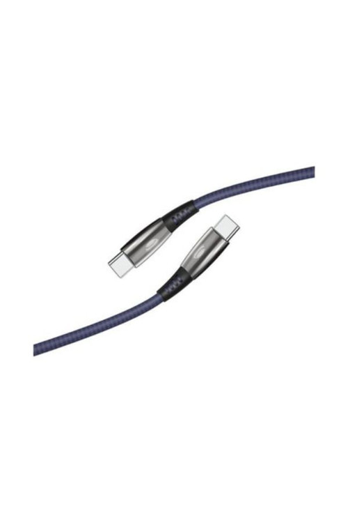 K645 Premium Type-C To Type-C Şarj Ve Data Kablosu Led Işıklı 3A 1.2Mt Siyah