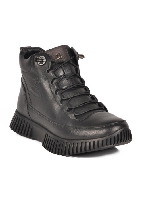 25405001K Z Siyah Hakiki Deri Kadın Bot