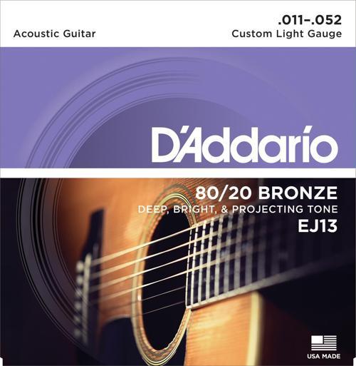 D'Addario EJ13 AKUSTİK GİTAR TEL SETİ, 80/20 BRONZ CUSTOM LIGHT G
