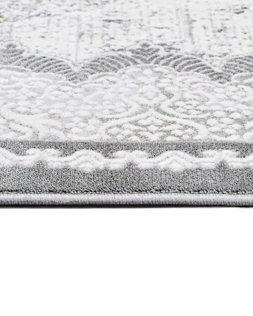 Keyana Gri Klasik Etnik Modern Desenli Akrilik Hav Vermeyen Leke Tutmayan Kolay Temizlenen Yumuşak Makine Salon Yolluk Mutfak Halı