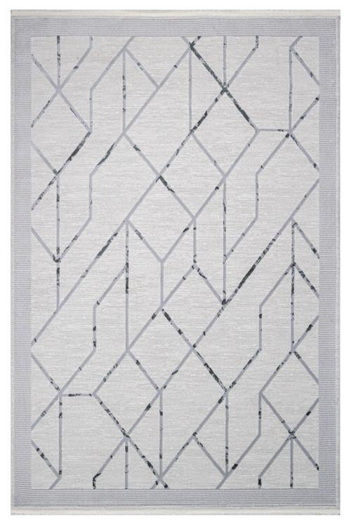 Ablative Gri Geometrik Etnik Modern Desenli Akrilik Hav Vermeyen Leke Tutmayan Kolay Temizlenen Yumuşak Makine Salon Yolluk Mutfak Halı