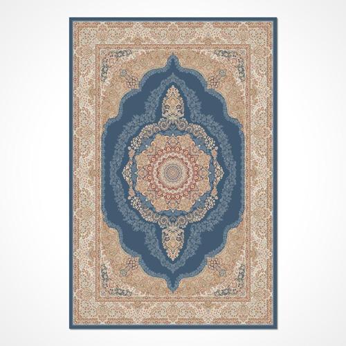 May Klasik Mavi Viskon Dikdörtgen Modern Desenli Akrilik Hav Vermeyen Leke Tutmayan Kolay Temizlenen Yumuşak Makine Salon Yolluk Mutfak Halı