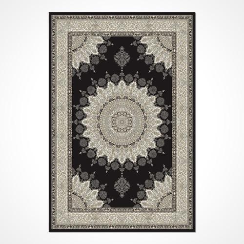 Twinflames Klasik Siyah Viskon Dikdörtgen Modern Desenli Akrilik Hav Vermeyen Leke Tutmayan Kolay Temizlenen Yumuşak Makine Salon Yolluk Mutfak Halı
