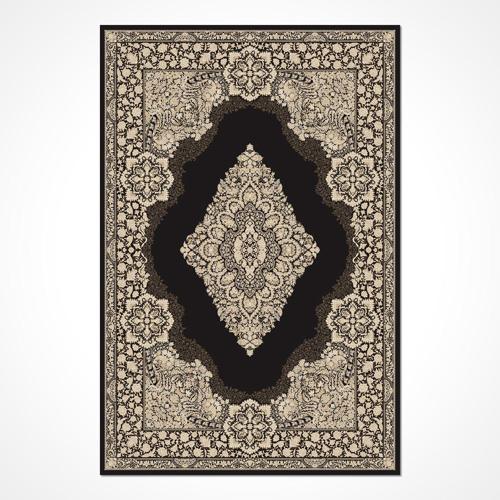Legacy Klasik Siyah Viskon Dikdörtgen Modern Desenli Akrilik Hav Vermeyen Leke Tutmayan Kolay Temizlenen Yumuşak Makine Salon Yolluk Mutfak Halı