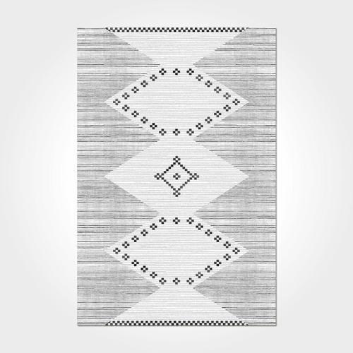 Mckenzie Geometrik Gri Pamuk Dikdörtgen Modern Desenli Akrilik Hav Vermeyen Leke Tutmayan Kolay Temizlenen Yumuşak Makine Salon Yolluk Mutfak Halı
