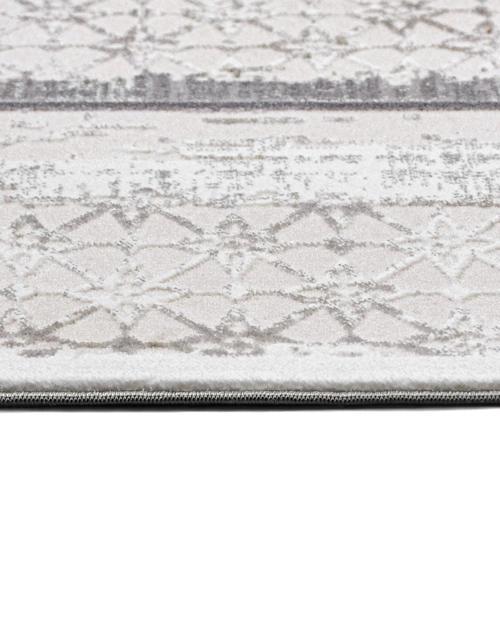 Kinsley Beyaz Çerçeveli Etnik Modern Desenli Hav Vermeyen Leke Tutmayan Kolay Temizlenen Yumuşak Makine Salon Yolluk Mutfak Halı