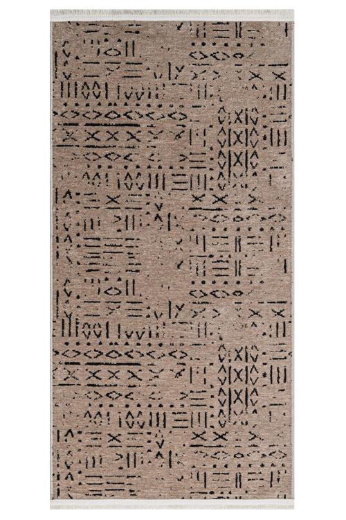 Catalina Kahverengi Geometrik Etnik Modern Desenli Pamuk Hav Vermeyen Leke Tutmayan Kolay Temizlenen Yumuşak Makine Salon Yolluk Mutfak Halı