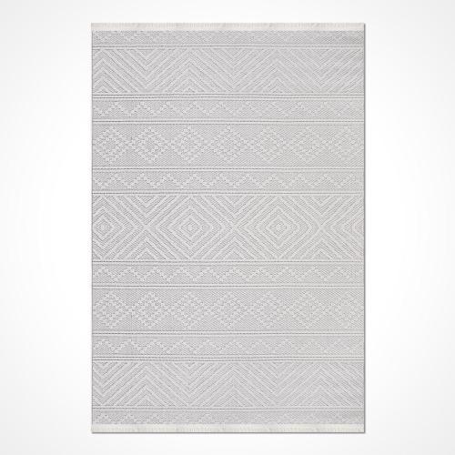 Beyaz Modern Etnik Desenli Hav Vermeyen Leke Tutmayan Kolay Temizlenen Yumuşak Makine Salon Yolluk Mutfak Halı