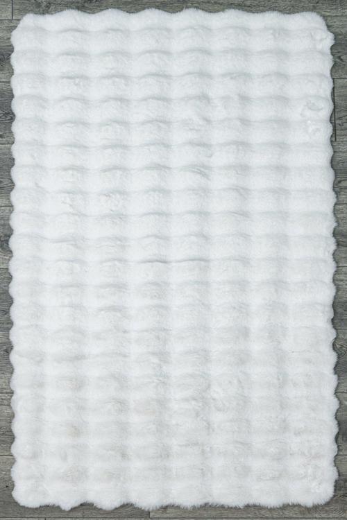 Franz Düz Beyaz Polyester Daire Modern Desenli Akrilik Hav Vermeyen Leke Tutmayan Kolay Temizlenen Yumuşak Makine Salon Yolluk Mutfak Halı