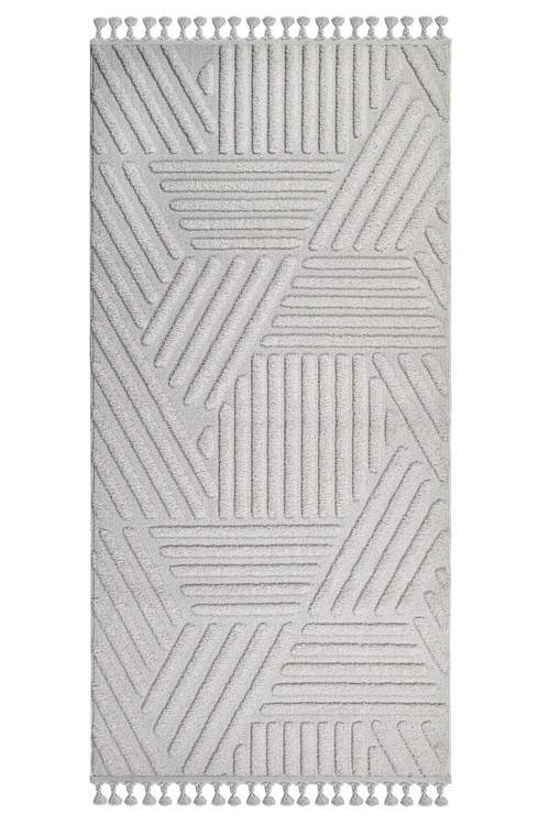 Barabanki Modern Gri Polyester Dikdörtgen Modern Desenli Akrilik Hav Vermeyen Leke Tutmayan Kolay Temizlenen Yumuşak Makine Salon Yolluk Mutfak Halı