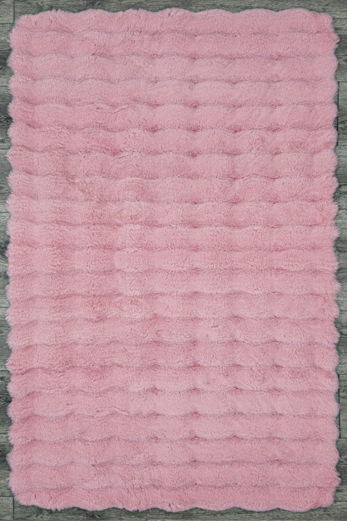Fritz Düz Pembe Polyester Oval Modern Desenli Akrilik Hav Vermeyen Leke Tutmayan Kolay Temizlenen Yumuşak Makine Salon Yolluk Mutfak Halı