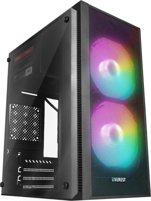 MINION Mesh PEAK 300W 2- 12cm Rainbow Fan Akrilik Yan Panel Mini-T Gaming Oyuncu Kasası