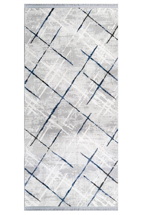 Foster Çizgili Gri Akrilik Dikdörtgen Modern Desenli Akrilik Hav Vermeyen Leke Tutmayan Kolay Temizlenen Yumuşak Makine Salon Yolluk Mutfak Halı