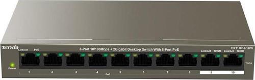 TEF1110P-8-102W 10 Port 8 Port Poe+ 10-100 + 2 Port 10-100-1000 Switch