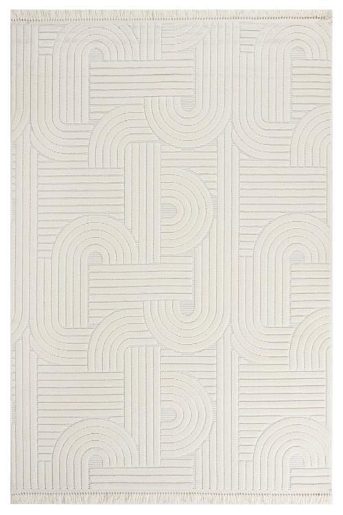 Milkwort Geometrik Krem Pamuk Dikdörtgen Modern Desenli Akrilik Hav Vermeyen Leke Tutmayan Kolay Temizlenen Yumuşak Makine Salon Yolluk Mutfak Halı