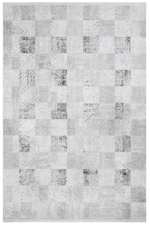 Bogie Geometrik Gri Polyester Dikdörtgen Modern Desenli Akrilik Hav Vermeyen Leke Tutmayan Kolay Temizlenen Yumuşak Makine Salon Yolluk Mutfak Halı