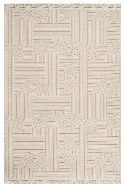 Milkweed Geometrik Bej Pamuk Dikdörtgen Modern Desenli Akrilik Hav Vermeyen Leke Tutmayan Kolay Temizlenen Yumuşak Makine Salon Yolluk Mutfak Halı