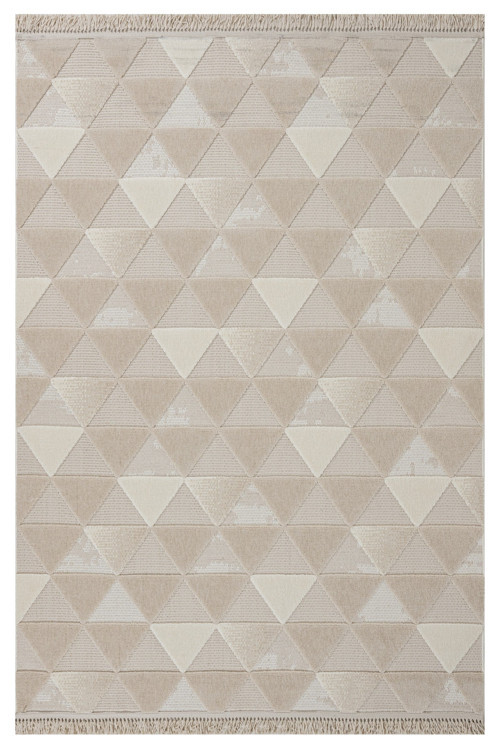 Meadowsweet Geometrik Bej Polyester Dikdörtgen Modern Desenli Akrilik Hav Vermeyen Leke Tutmayan Kolay Temizlenen Yumuşak Makine Salon Yolluk Mutfak Halı