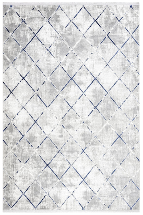 Blanch Geometrik Mavi Polyester Dikdörtgen Modern Desenli Akrilik Hav Vermeyen Leke Tutmayan Kolay Temizlenen Yumuşak Makine Salon Yolluk Mutfak Halı