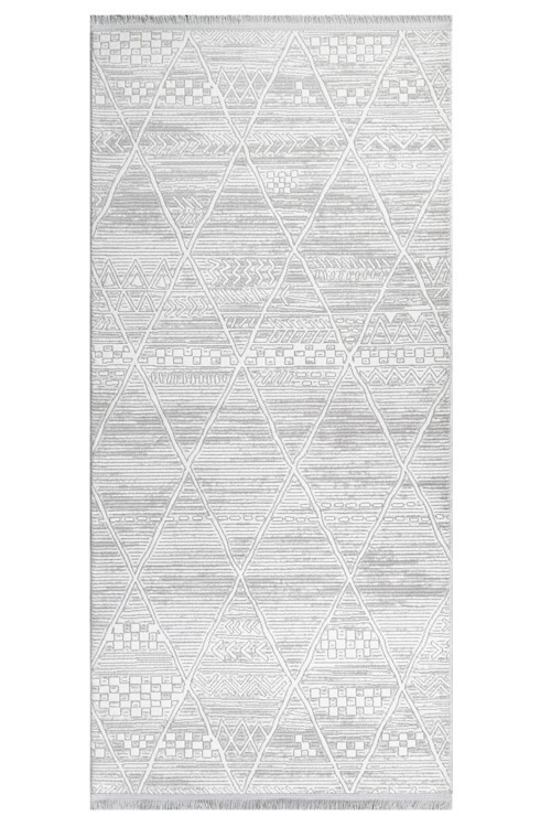 Emily Geometrik Gri Akrilik Dikdörtgen Modern Desenli Akrilik Hav Vermeyen Leke Tutmayan Kolay Temizlenen Yumuşak Makine Salon Yolluk Mutfak Halı