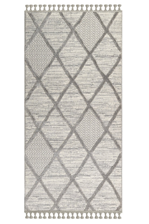 Chitrakoot Geometrik Gri Polyester Dikdörtgen Modern Desenli Akrilik Hav Vermeyen Leke Tutmayan Kolay Temizlenen Yumuşak Makine Salon Yolluk Mutfak Halı