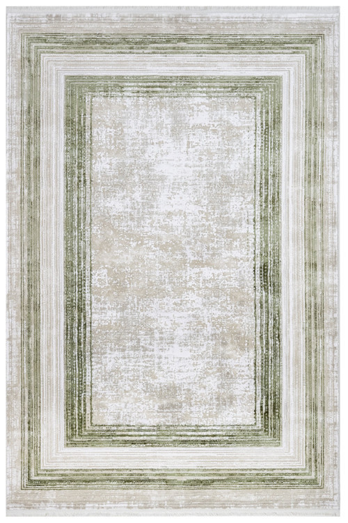 Beaufort Geometrik Yeşil Akrilik Dikdörtgen Modern Desenli Akrilik Hav Vermeyen Leke Tutmayan Kolay Temizlenen Yumuşak Makine Salon Yolluk Mutfak Halı