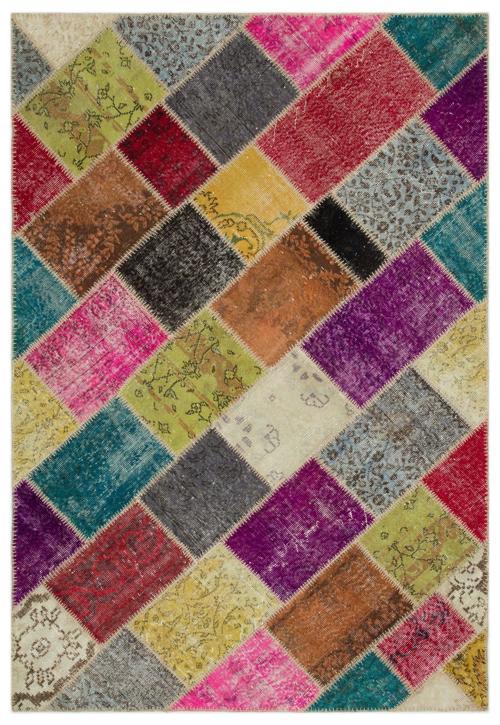 Iskece Bej Patchwork Etnik Modern Desenli Yün Hav Toz Vermez Leke Tutmayan Salon Yolluk Mutfak El Dokuma Halı