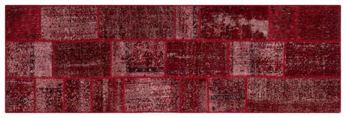 Kırmızı Patchwork Etnik Modern Desenli Yün Hav Toz Vermez Leke Tutmayan Salon Yolluk Mutfak El Dokuma Halı