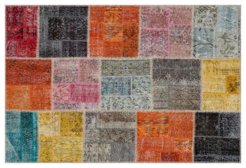 Gri Patchwork Etnik Modern Desenli Yün Hav Toz Vermez Leke Tutmayan Salon Yolluk Mutfak El Dokuma Halı