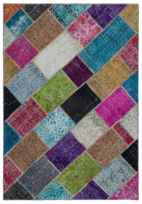 Iskece Bej Patchwork Etnik Modern Desenli Yün Hav Toz Vermez Leke Tutmayan Salon Yolluk Mutfak El Dokuma Halı