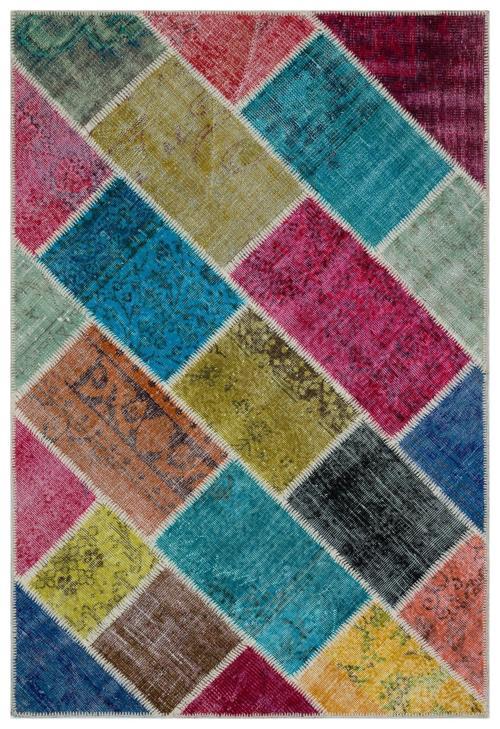 Iskece Bej Patchwork Etnik Modern Desenli Yün Hav Toz Vermez Leke Tutmayan Salon Yolluk Mutfak El Dokuma Halı