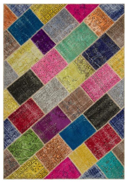 Iskece Bej Patchwork Etnik Modern Desenli Yün Hav Toz Vermez Leke Tutmayan Salon Yolluk Mutfak El Dokuma Halı