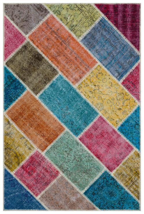 Iskece Bej Patchwork Etnik Modern Desenli Yün Hav Toz Vermez Leke Tutmayan Salon Yolluk Mutfak El Dokuma Halı