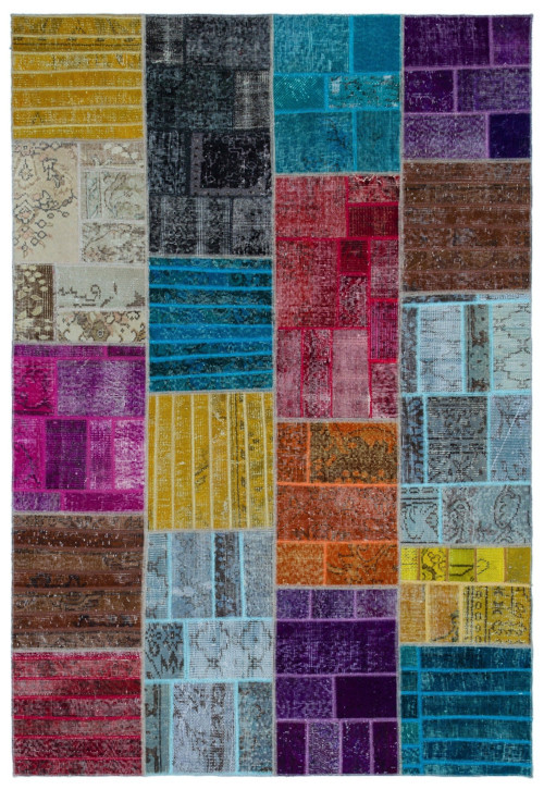 Iskece Bej Patchwork Etnik Modern Desenli Yün Hav Toz Vermez Leke Tutmayan Salon Yolluk Mutfak El Dokuma Halı