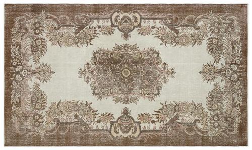 Kahverengi Patchwork Etnik Modern Desenli Yün Hav Toz Vermez Leke Tutmayan Salon Yolluk Mutfak El Dokuma Halı