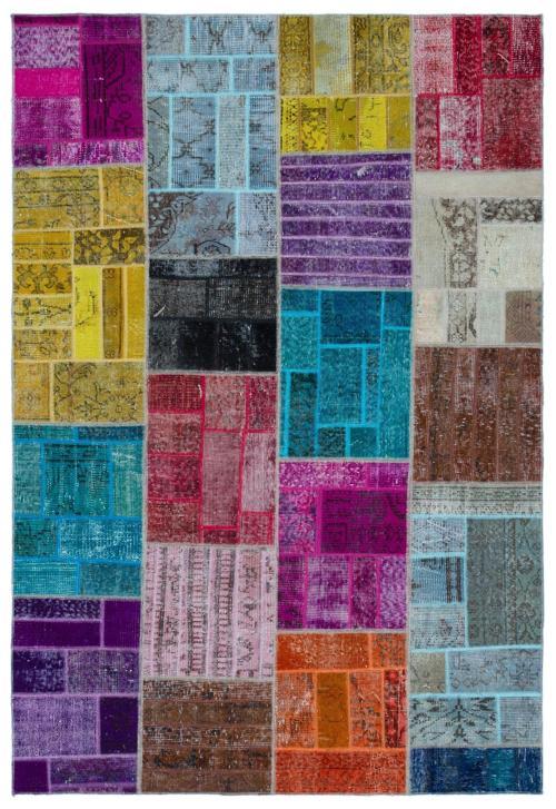 Iskece Bej Patchwork Etnik Modern Desenli Yün Hav Toz Vermez Leke Tutmayan Salon Yolluk Mutfak El Dokuma Halı