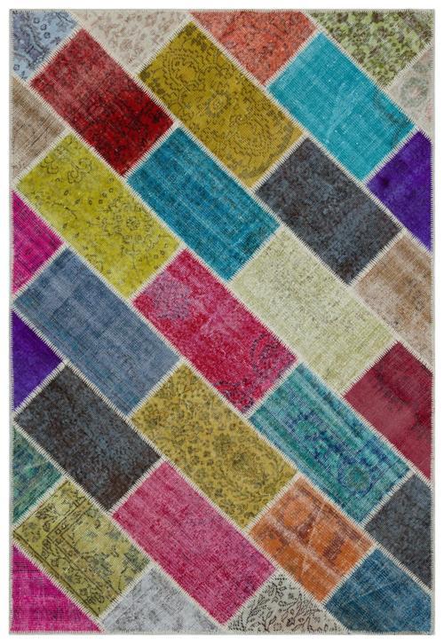 Iskece Bej Patchwork Etnik Modern Desenli Yün Hav Toz Vermez Leke Tutmayan Salon Yolluk Mutfak El Dokuma Halı