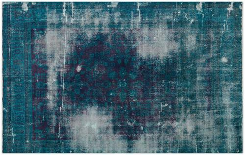 Mavi Patchwork Etnik Modern Desenli Yün Hav Toz Vermez Leke Tutmayan Salon Yolluk Mutfak El Dokuma Halı
