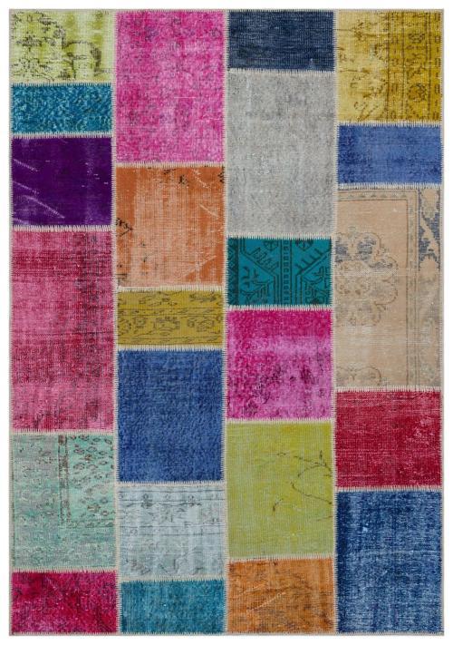 Iskece Bej Patchwork Etnik Modern Desenli Yün Hav Toz Vermez Leke Tutmayan Salon Yolluk Mutfak El Dokuma Halı