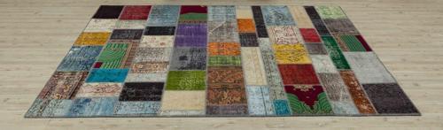 Bej Patchwork Etnik Modern Desenli Yün Hav Toz Vermez Leke Tutmayan Salon Yolluk Mutfak El Dokuma Halı