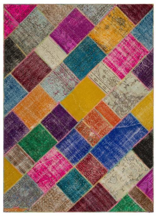 Iskece Bej Patchwork Etnik Modern Desenli Yün Hav Toz Vermez Leke Tutmayan Salon Yolluk Mutfak El Dokuma Halı