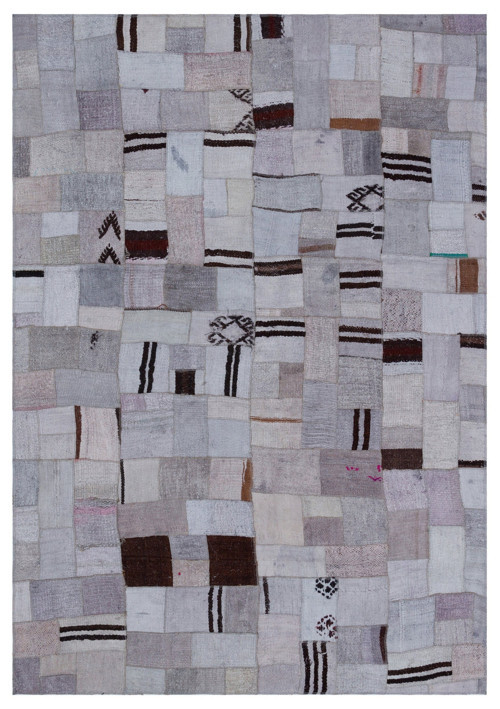 Teselya Mor Patchwork Etnik Modern Desenli Yün Hav Toz Vermez Leke Tutmayan Salon Yolluk Mutfak El Dokuma Halı