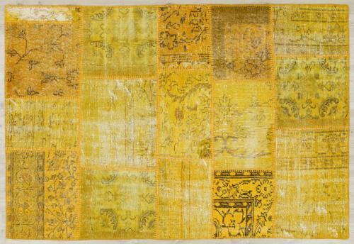 Turuncu Patchwork Etnik Modern Desenli Yün Hav Toz Vermez Leke Tutmayan Salon Yolluk Mutfak El Dokuma Halı