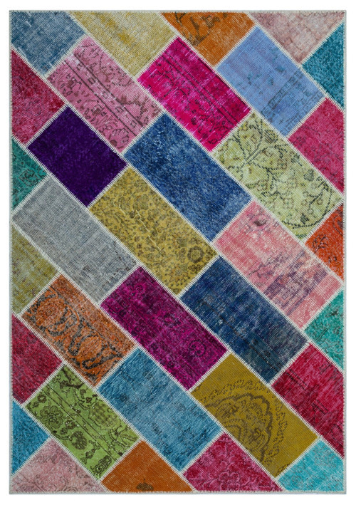 Iskece Bej Patchwork Etnik Modern Desenli Yün Hav Toz Vermez Leke Tutmayan Salon Yolluk Mutfak El Dokuma Halı